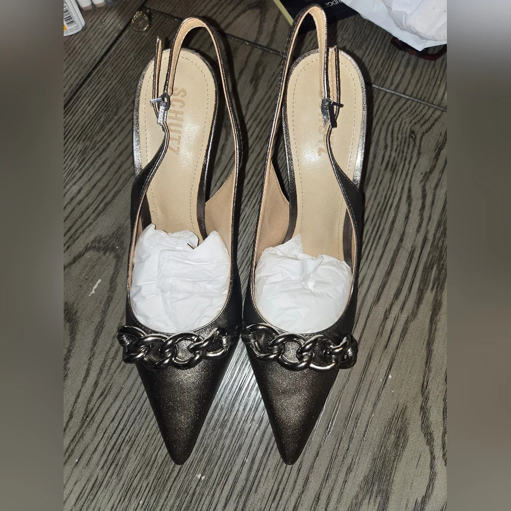 New In Box SCHUTZ Cammie Bronze  Heels